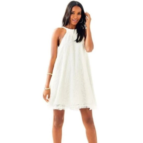 Lily Pulitzer Leafy Fern Velvet‎ Burnout Quinn dress In Resort White Sz XS - Picture 1 of 7